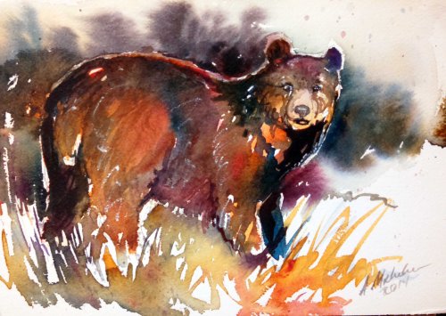 Bear painting in watercolor